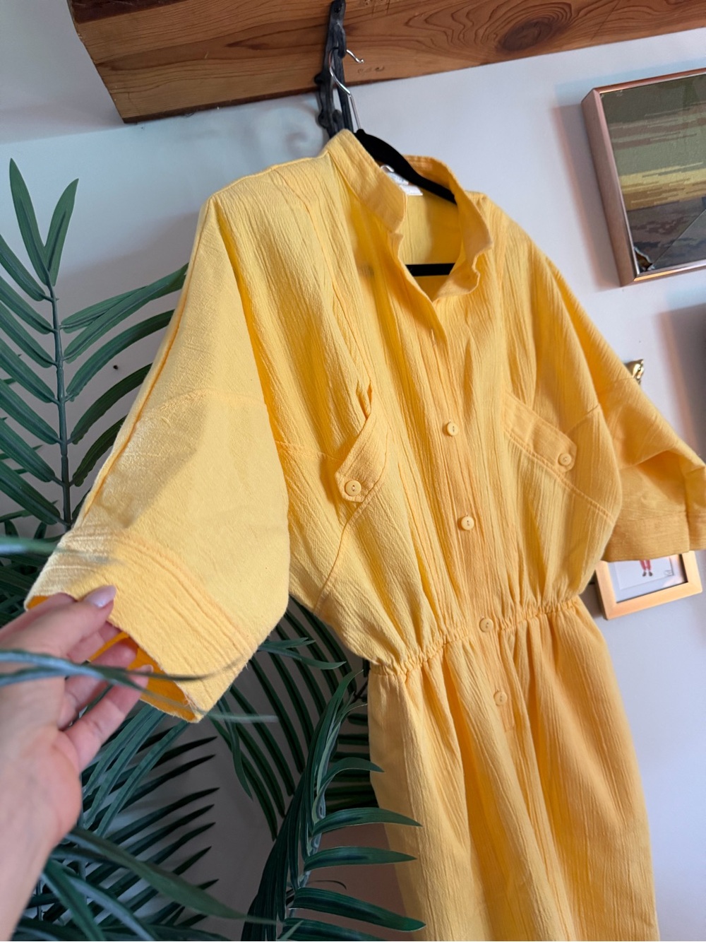 Vintage Yellow Women’s Button-Front Jumpsuit (plus size)